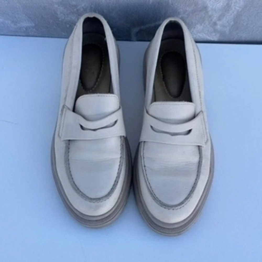PATINA Zoe Chunky Loafer Cream White Leather Shoes Women US 6.5